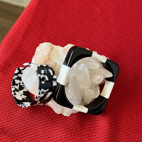 Black and White Geometric Bangles set - Picture 1 of 4